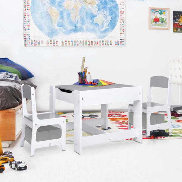 Weißer Kindertisch und 2 Stühle Günter (MDF)