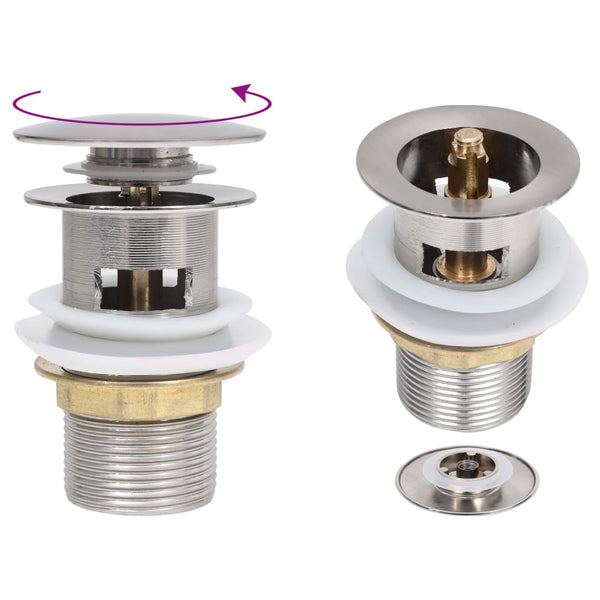 Silberner Siphon mit Stopfen und Überlauf Franta 6,4x6,4x9,1cm