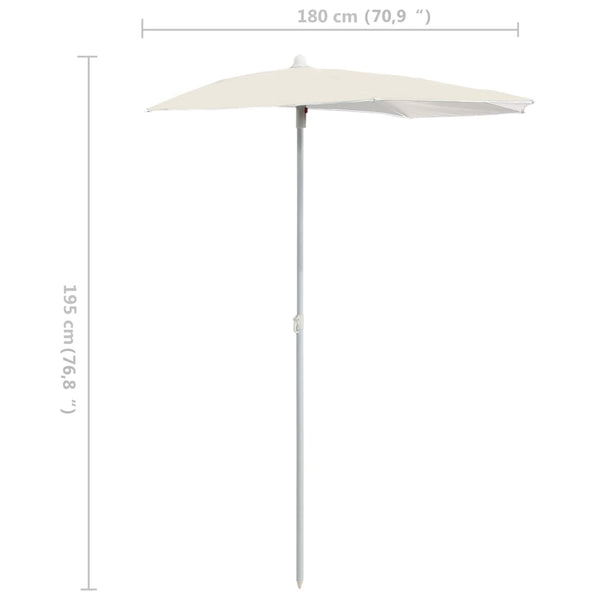 Halbsonnenschirm Sand mit Stange Artusa 180x90cm