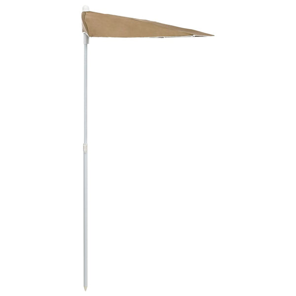Graubrauner Halb-Sonnenschirm mit Stange Artusa 180x90cm