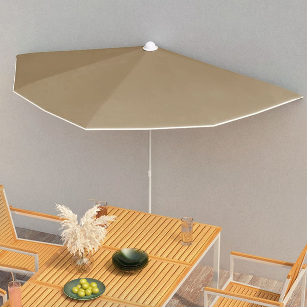 Graubrauner Halb-Sonnenschirm mit Stange Artusa 180x90cm