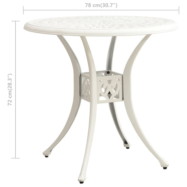 Weißer Gartentisch Solcaci 78x78x72cm (Aluguss)