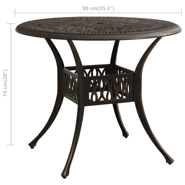 Bronze-Gartentisch Solcaci 90x90x74cm (Aluminiumguss)
