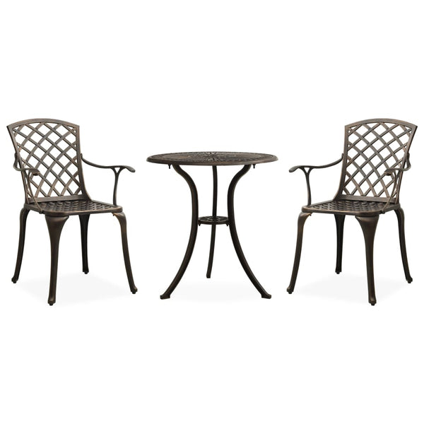 Bronze Bistro-Set Vitali (3-teilig, Aluminiumguss)