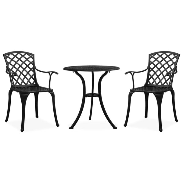Bistro-Set Vitali, schwarz (3-teilig, Aluminiumguss)