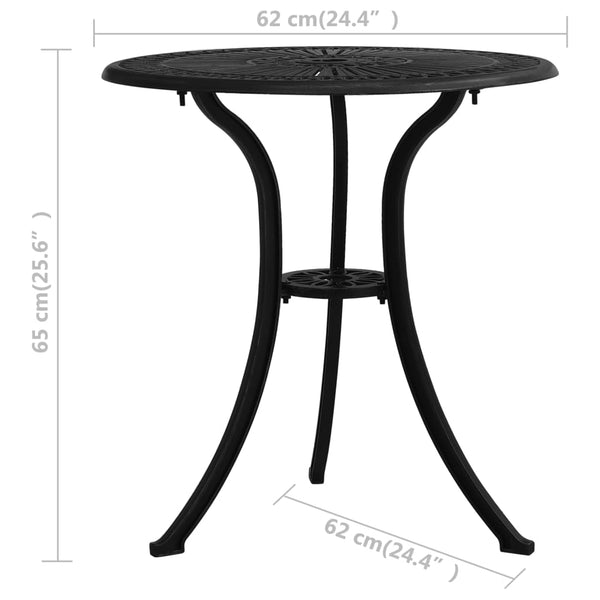 Bistro-Set Vitali, schwarz (3-teilig, Aluminiumguss)