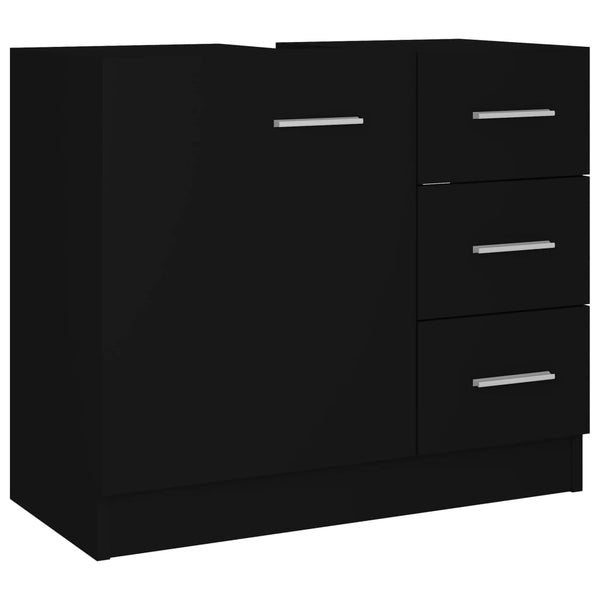 Schwarzer Waschbeckenunterschrank Arethya 63x30x54cm (Holz)