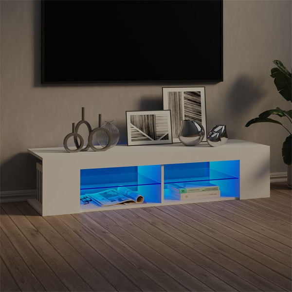 Weißer TV-Schrank mit LED-Beleuchtung Christelle 135x39x30cm