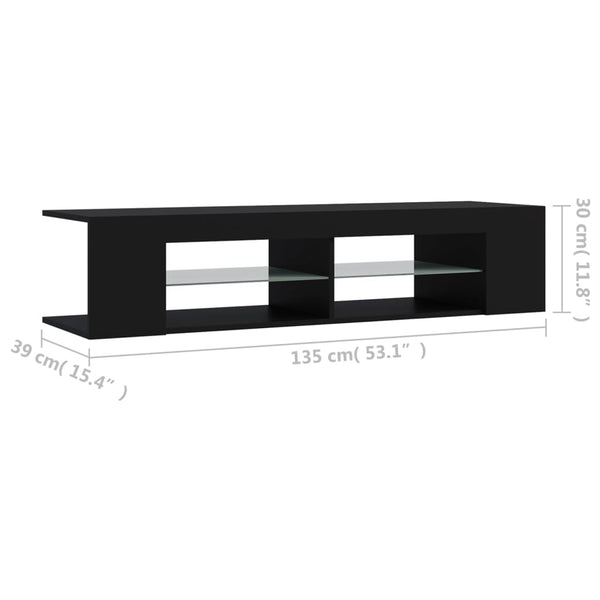 Schwarzes TV-Board mit LED-Beleuchtung Christelle 135x39x30cm