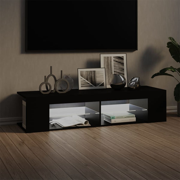 Schwarzes TV-Board mit LED-Beleuchtung Christelle 135x39x30cm