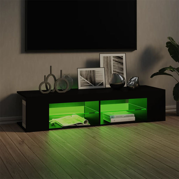 Schwarzes TV-Board mit LED-Beleuchtung Christelle 135x39x30cm