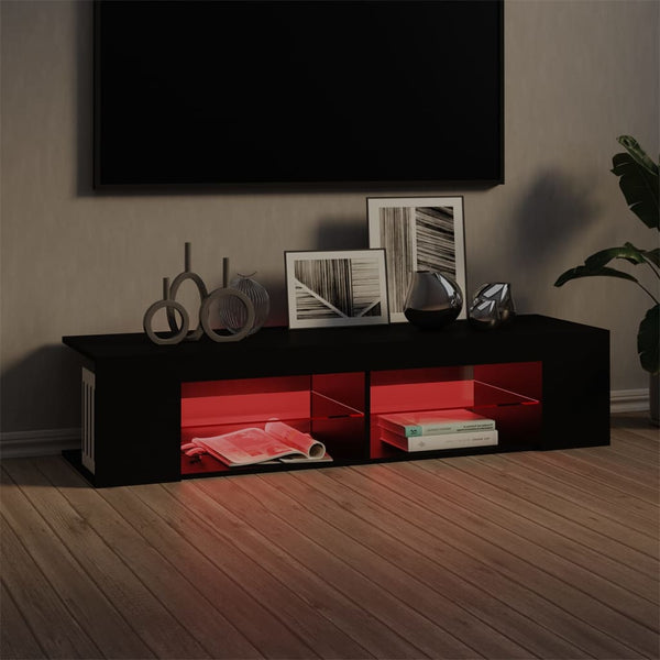 Schwarzes TV-Board mit LED-Beleuchtung Christelle 135x39x30cm