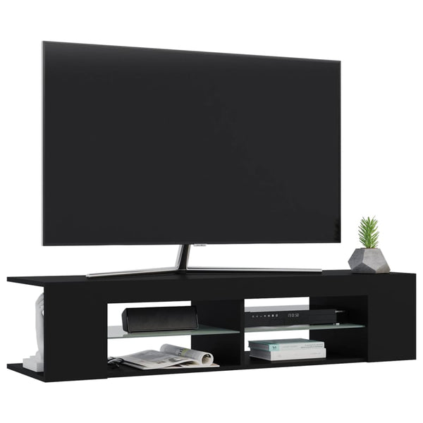 Schwarzes TV-Board mit LED-Beleuchtung Christelle 135x39x30cm
