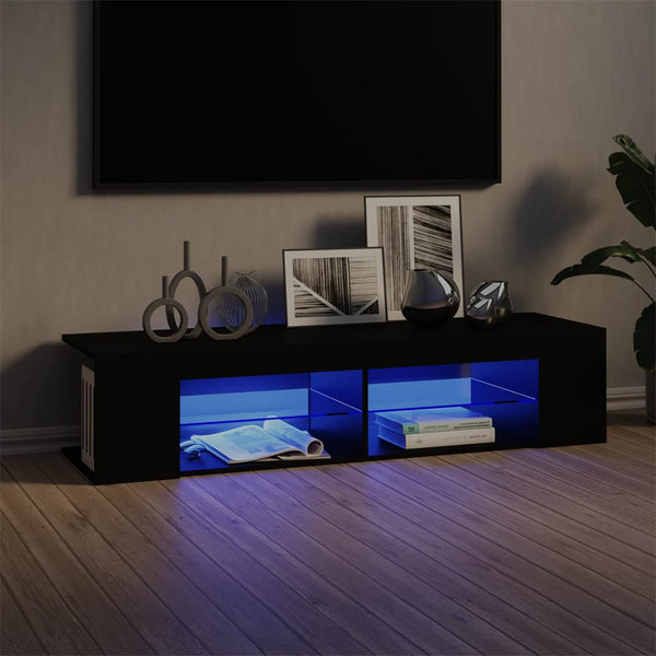 Schwarzes TV-Board mit LED-Beleuchtung Christelle 135x39x30cm