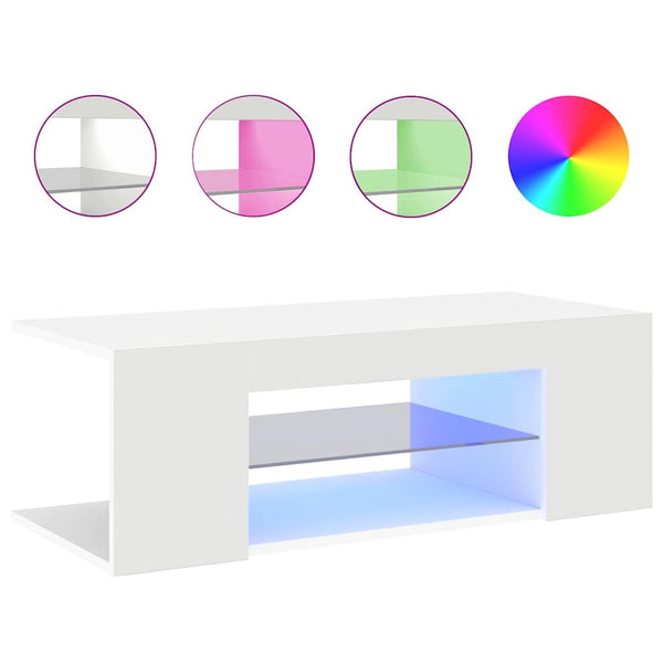 Weißer TV-Unterschrank mit LED-Beleuchtung Jair 90x39x30cm