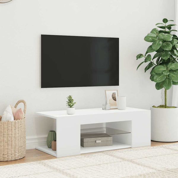 Weißer TV-Unterschrank mit LED-Beleuchtung Jair 90x39x30cm