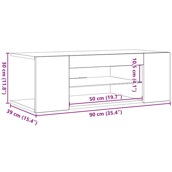 Betongrauer TV-Schrank mit LED-Beleuchtung Jair 90x39x30cm