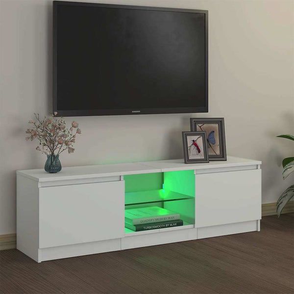 Weißes TV-Rack mit LED-Beleuchtung Dondos 120x30x35,5cm
