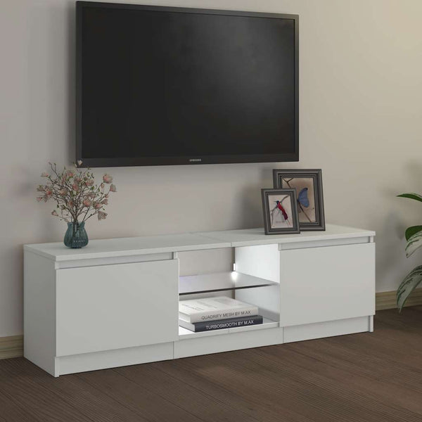 Weißes TV-Rack mit LED-Beleuchtung Dondos 120x30x35,5cm