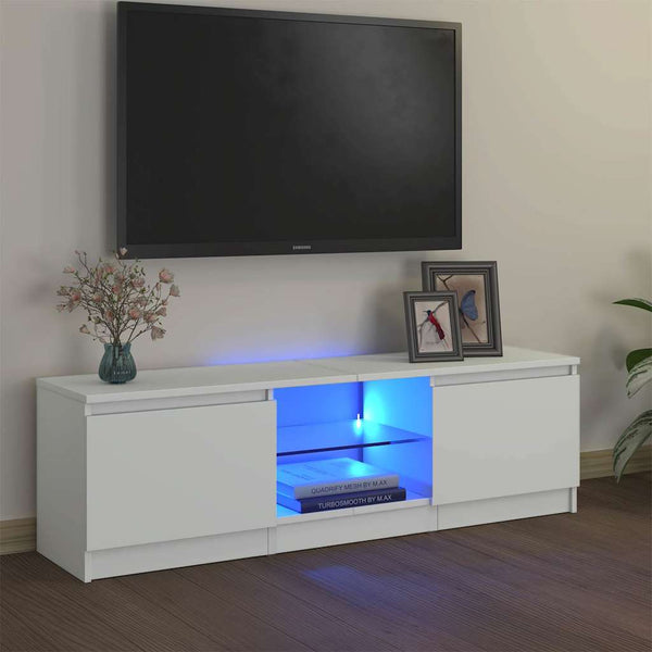Weißes TV-Rack mit LED-Beleuchtung Dondos 120x30x35,5cm