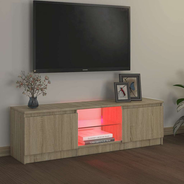 Sonoma Eiche TV-Schrank mit LED-Beleuchtung Dondos 120x30x35,5cm