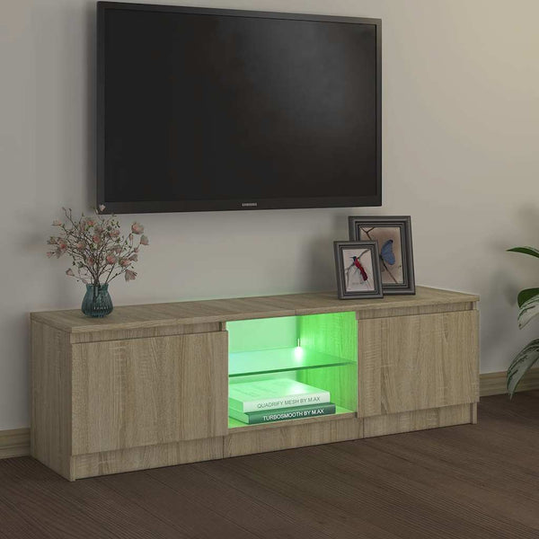 Sonoma Eiche TV-Schrank mit LED-Beleuchtung Dondos 120x30x35,5cm