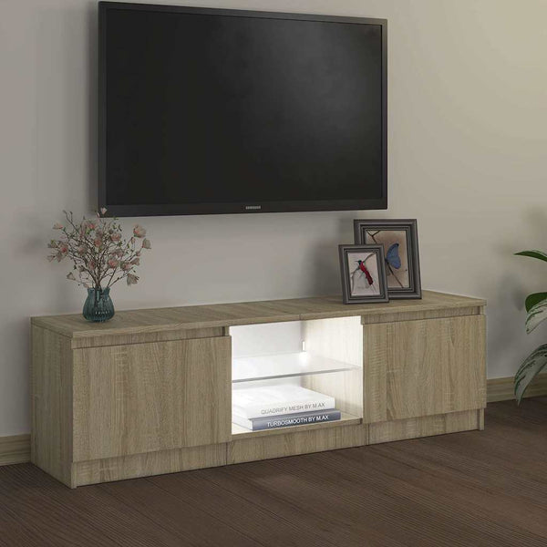Sonoma Eiche TV-Schrank mit LED-Beleuchtung Dondos 120x30x35,5cm