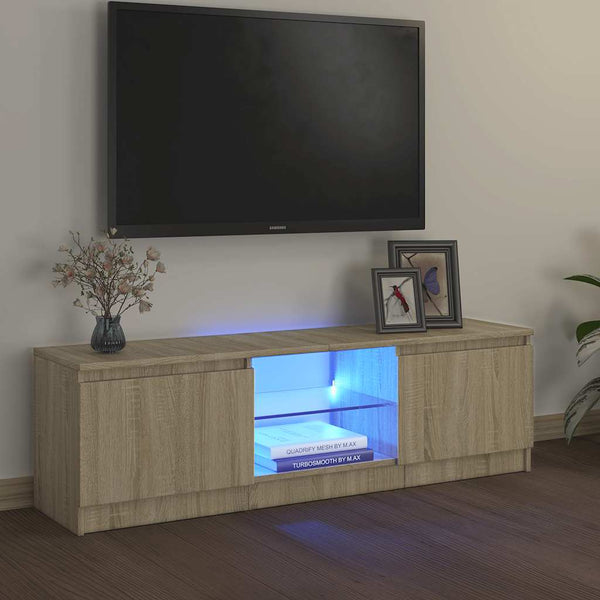 Sonoma Eiche TV-Schrank mit LED-Beleuchtung Dondos 120x30x35,5cm