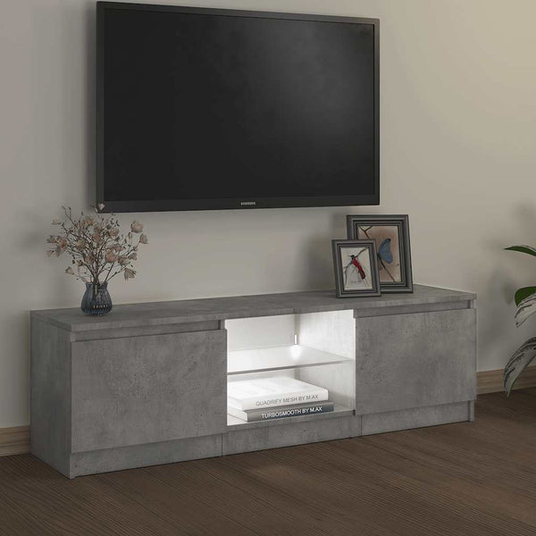 TV-Schrank betongrau mit LED-Beleuchtung Dondos 120x30x35,5cm
