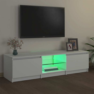 Weißes TV-Lowboard mit LED-Beleuchtung Dondos 140x40x35,5cm