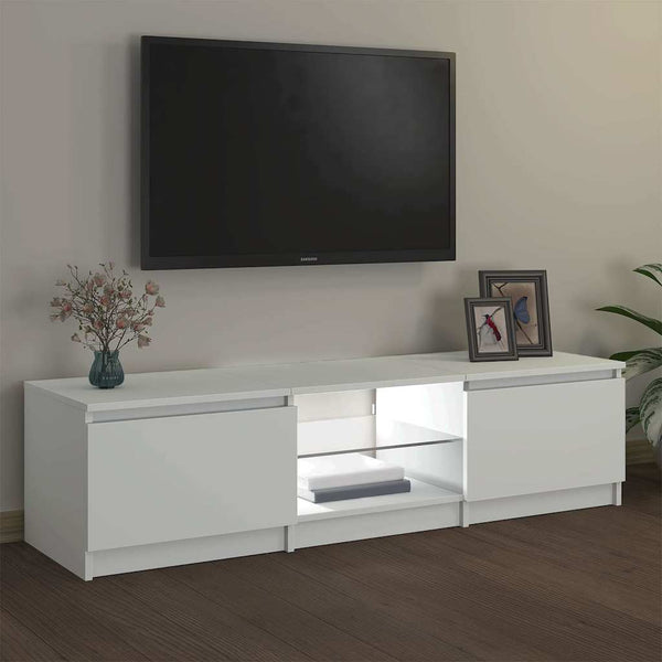 Weißes TV-Lowboard mit LED-Beleuchtung Dondos 140x40x35,5cm