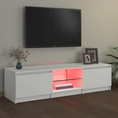 Weißes TV-Lowboard mit LED-Beleuchtung Dondos 140x40x35,5cm