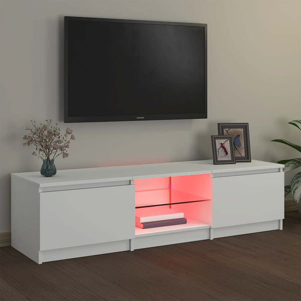 Weißes TV-Lowboard mit LED-Beleuchtung Dondos 140x40x35,5cm