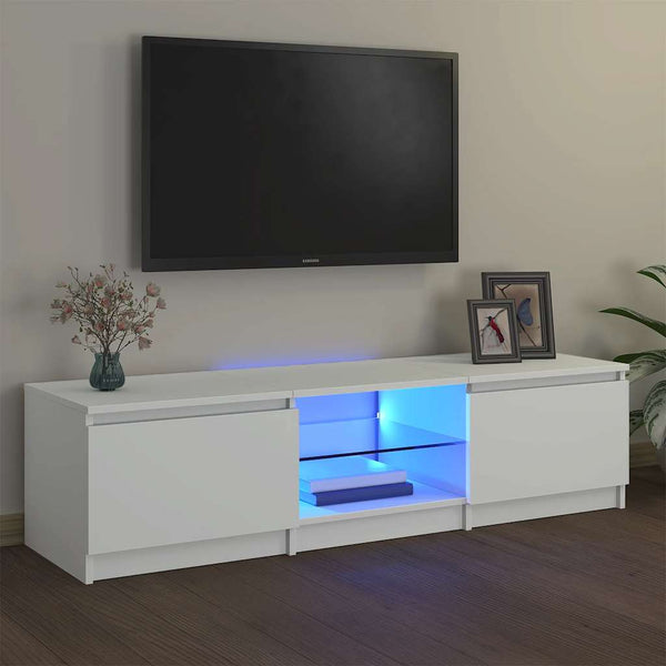 Weißes TV-Lowboard mit LED-Beleuchtung Dondos 140x40x35,5cm