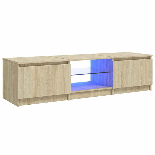 TV-Möbel Sonoma Eiche mit LED-Beleuchtung Dondos 140x40x35,5cm