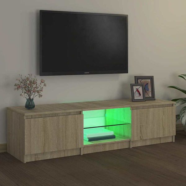 TV-Möbel Sonoma Eiche mit LED-Beleuchtung Dondos 140x40x35,5cm