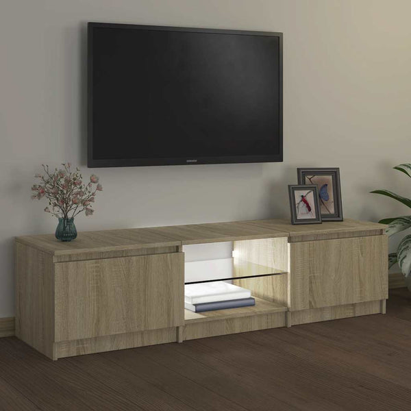 TV-Möbel Sonoma Eiche mit LED-Beleuchtung Dondos 140x40x35,5cm