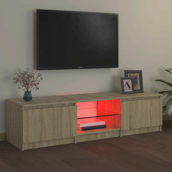 TV-Möbel Sonoma Eiche mit LED-Beleuchtung Dondos 140x40x35,5cm