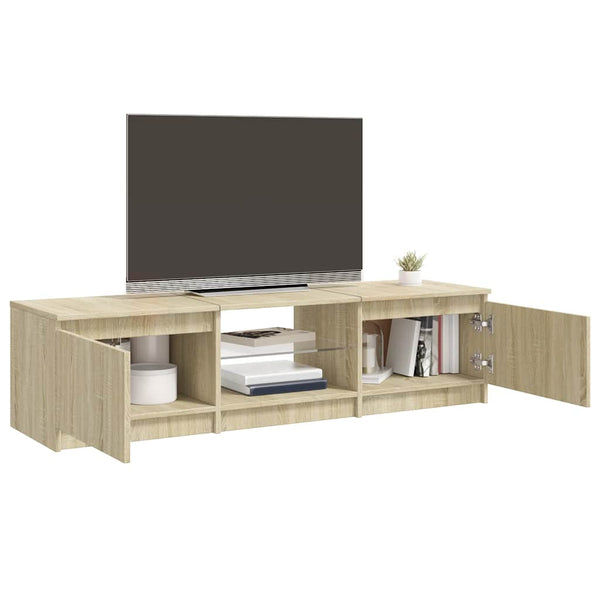 TV-Möbel Sonoma Eiche mit LED-Beleuchtung Dondos 140x40x35,5cm