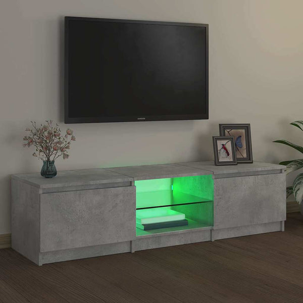 Betongraues TV-Board Dondos 140x40x35,5cm mit LED-Beleuchtung