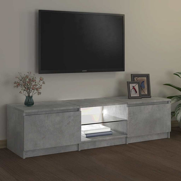 Betongraues TV-Board Dondos 140x40x35,5cm mit LED-Beleuchtung
