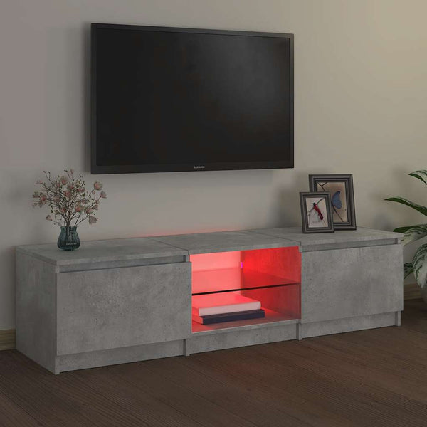 Betongraues TV-Board Dondos 140x40x35,5cm mit LED-Beleuchtung