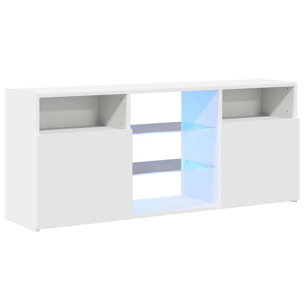 Weißer TV-Unterschrank mit LED-Beleuchtung Zornia 120x30x50cm