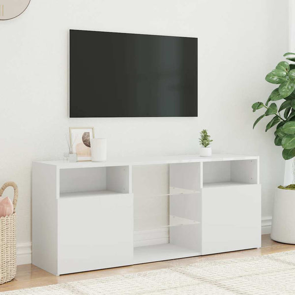 Weißer TV-Unterschrank mit LED-Beleuchtung Zornia 120x30x50cm