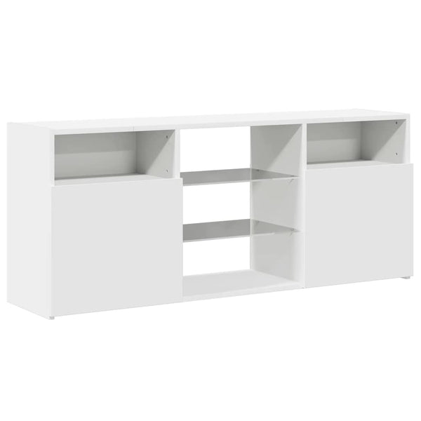 Weißer TV-Unterschrank mit LED-Beleuchtung Zornia 120x30x50cm