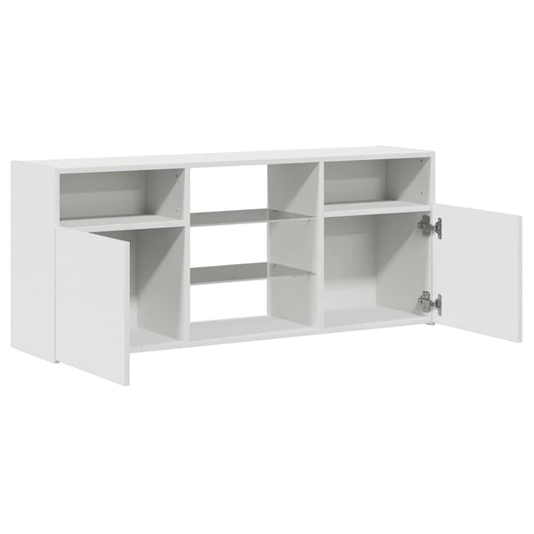 Weißer TV-Unterschrank mit LED-Beleuchtung Zornia 120x30x50cm