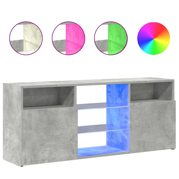 Betongraues TV-Board Zornia 120x30x50cm mit LED-Beleuchtung