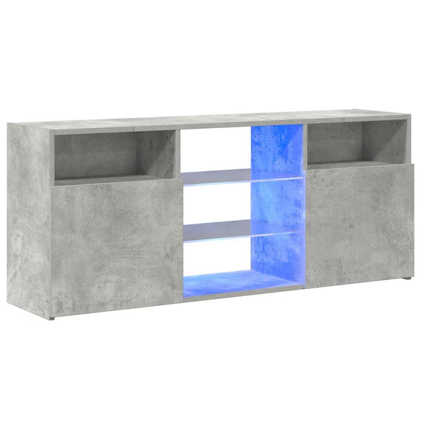 Betongraues TV-Board Zornia 120x30x50cm mit LED-Beleuchtung