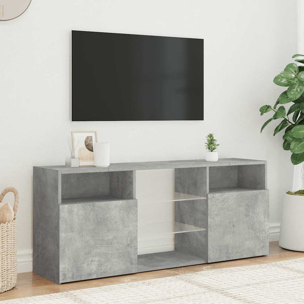 Betongraues TV-Board Zornia 120x30x50cm mit LED-Beleuchtung