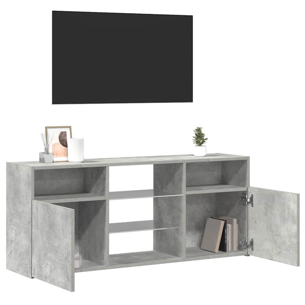 Betongraues TV-Board Zornia 120x30x50cm mit LED-Beleuchtung